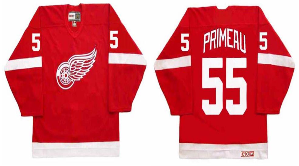 2019 Men Detroit Red Wings #55 Primeau Red CCM NHL jerseys